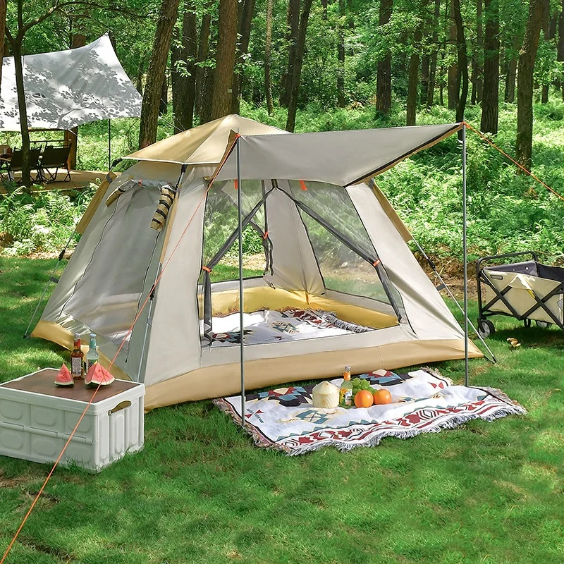 Outdoor portable thickened rain proof automatic quick open picnic camping tent