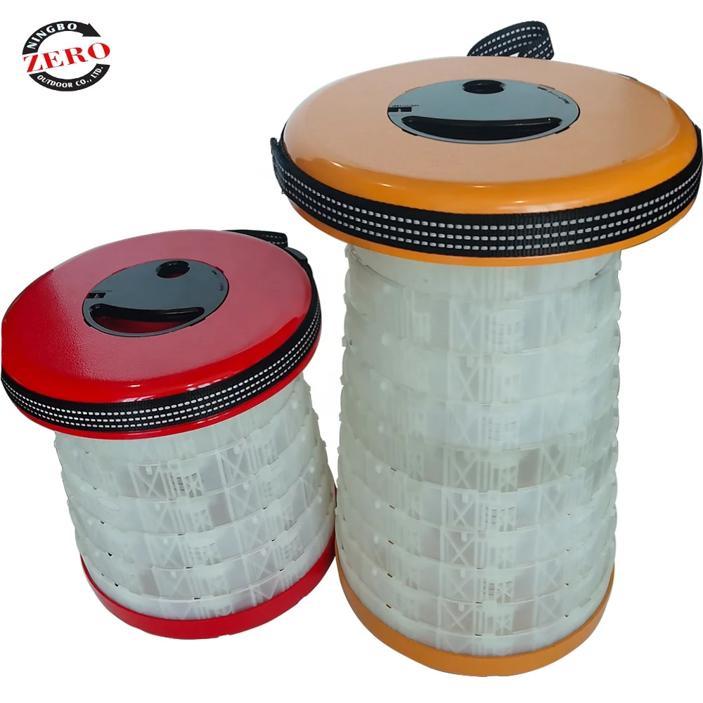 Smart Portable Telescoping Collapsible Lightweight Plastic Retractable Camping Outdoor Indoor Folding stool with Emergency Light