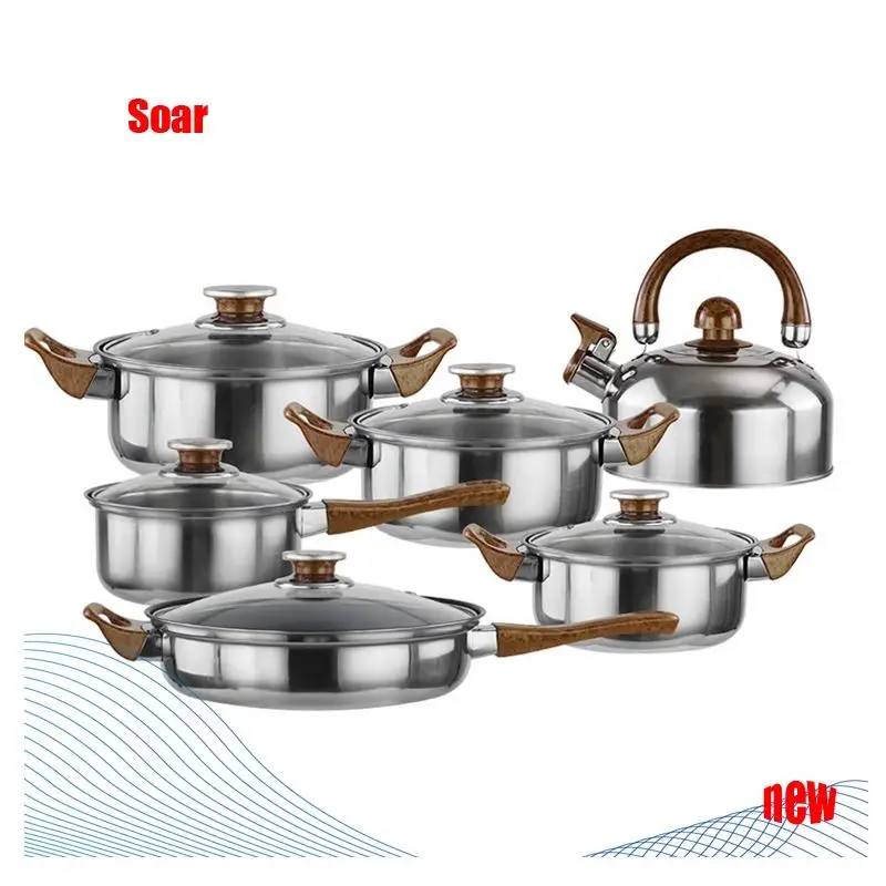 Wholesale Pots Pans Set 12 Pieces Stainless Steel Nonstick Cookware Sets For Home