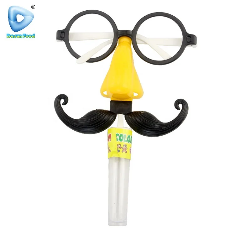 Hot Selling Plastic Funny Big Glasses Beard Toy With Candy