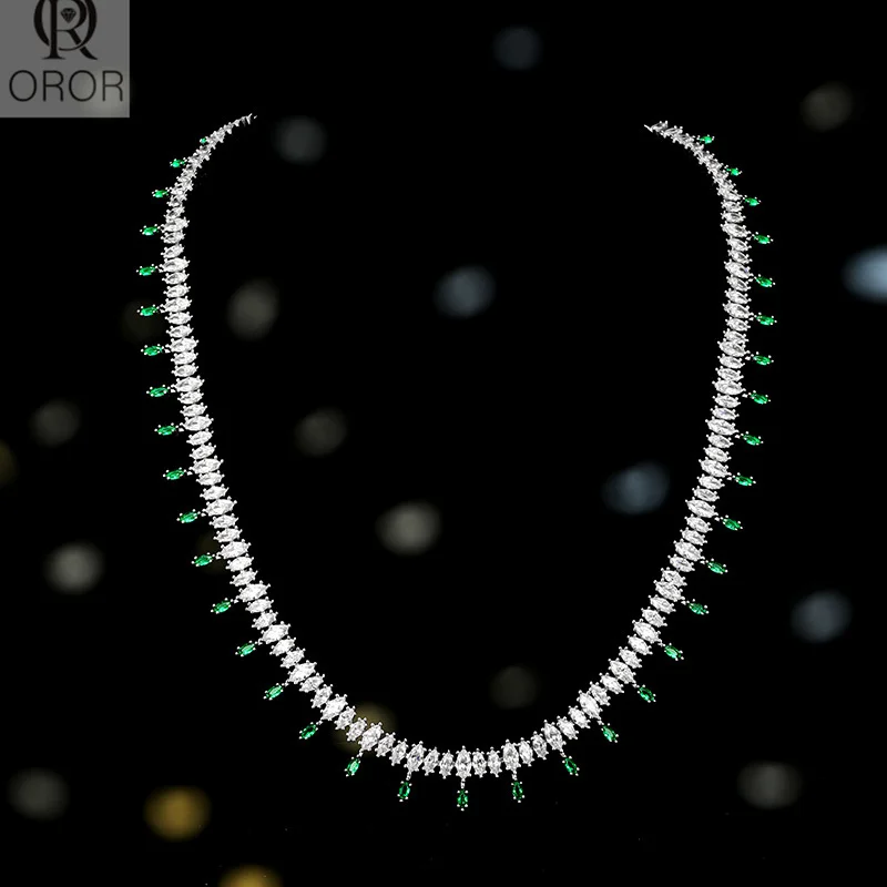 New Style Hollow-out S925 silver full diamond luxury horse-eye necklace  Zircon Collarbone chain Pendant Bracelet Jewelry Set