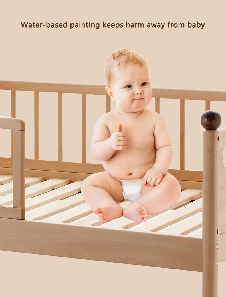 Wholesale Solid Beech Wood Modern Single Kids Bed Cot Boy Girl Bedroom Furniture