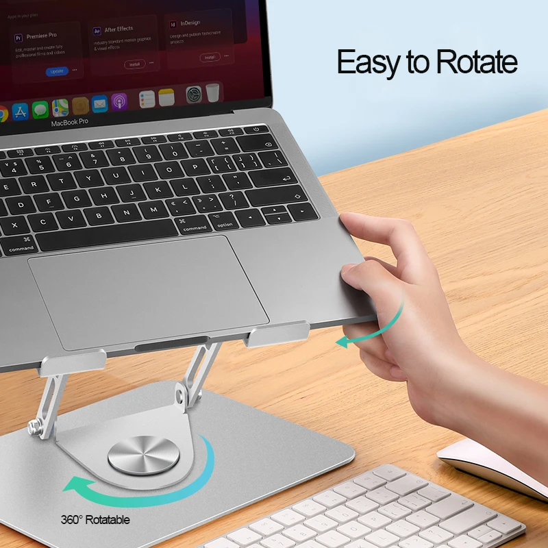 360 rotating swivel laptop stand for standing work multi-angle height ventilated laptop riser adjustable laptop stand
