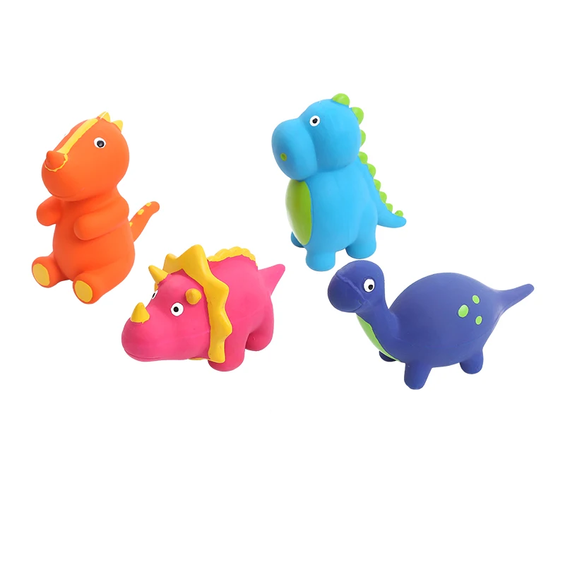 Hot Selling Cute Dinosaur Shape Multi Color Molar Latex Dog Chew Toy