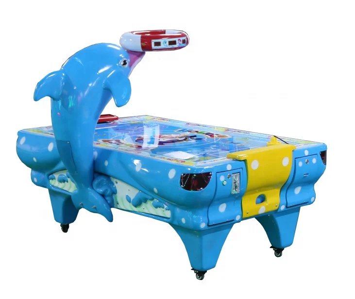 Coin Operated Dolphin Hockey Machine Lottery Ticket Redemption Air Hockey Table Game Machine