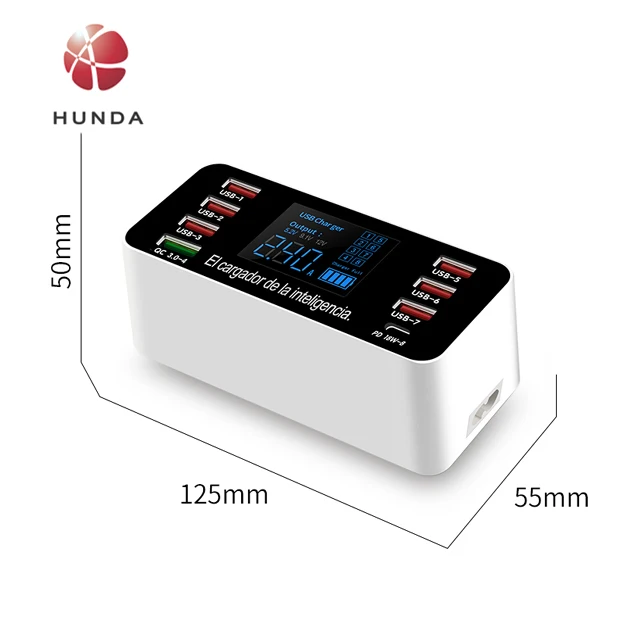 Зарядная станция с несколькими портами USB 60 Вт 8 портов зарядное устройство портом PD 18 и QC 3 0 для использования в телефоне