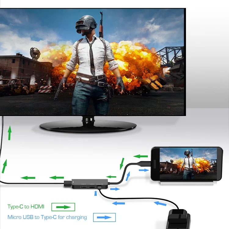  Быстрая доставка Алюминий 4 порта usb-концентратора типа C 4K USB-C концентратор в 1 5V Зарядный хаб для Тип телефоны ноутбук с ОС Windows и ноутбуками Macbook