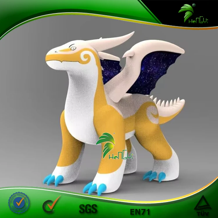 Custom Yellow Green Inflatable Dragon Inflation Cartoon Animation Zenith PVC Lying Dragon