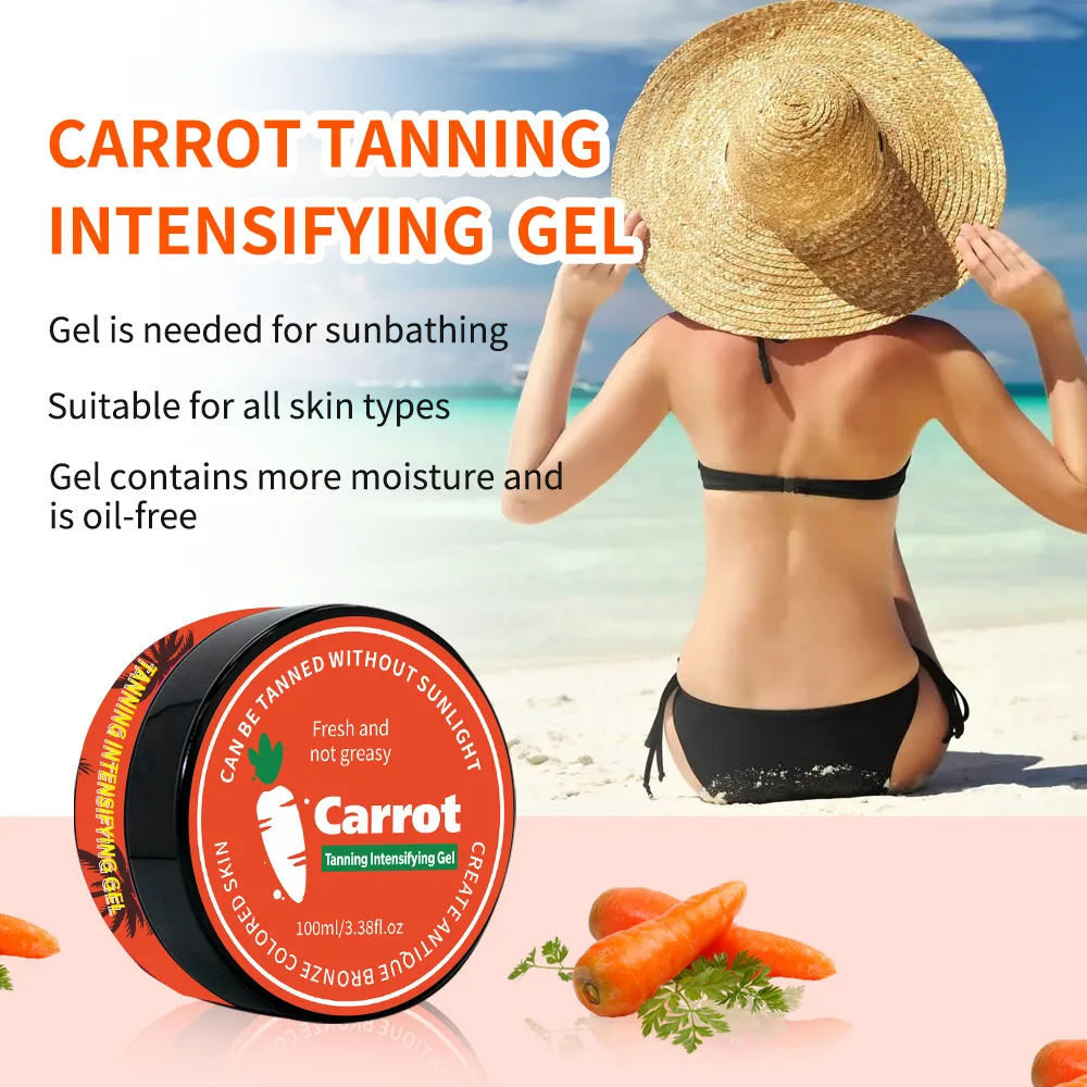 Intensive Natural Carrot Tanning Accelerator Cream Gel Brown Tanning Gel for Sunbeds Outdoor