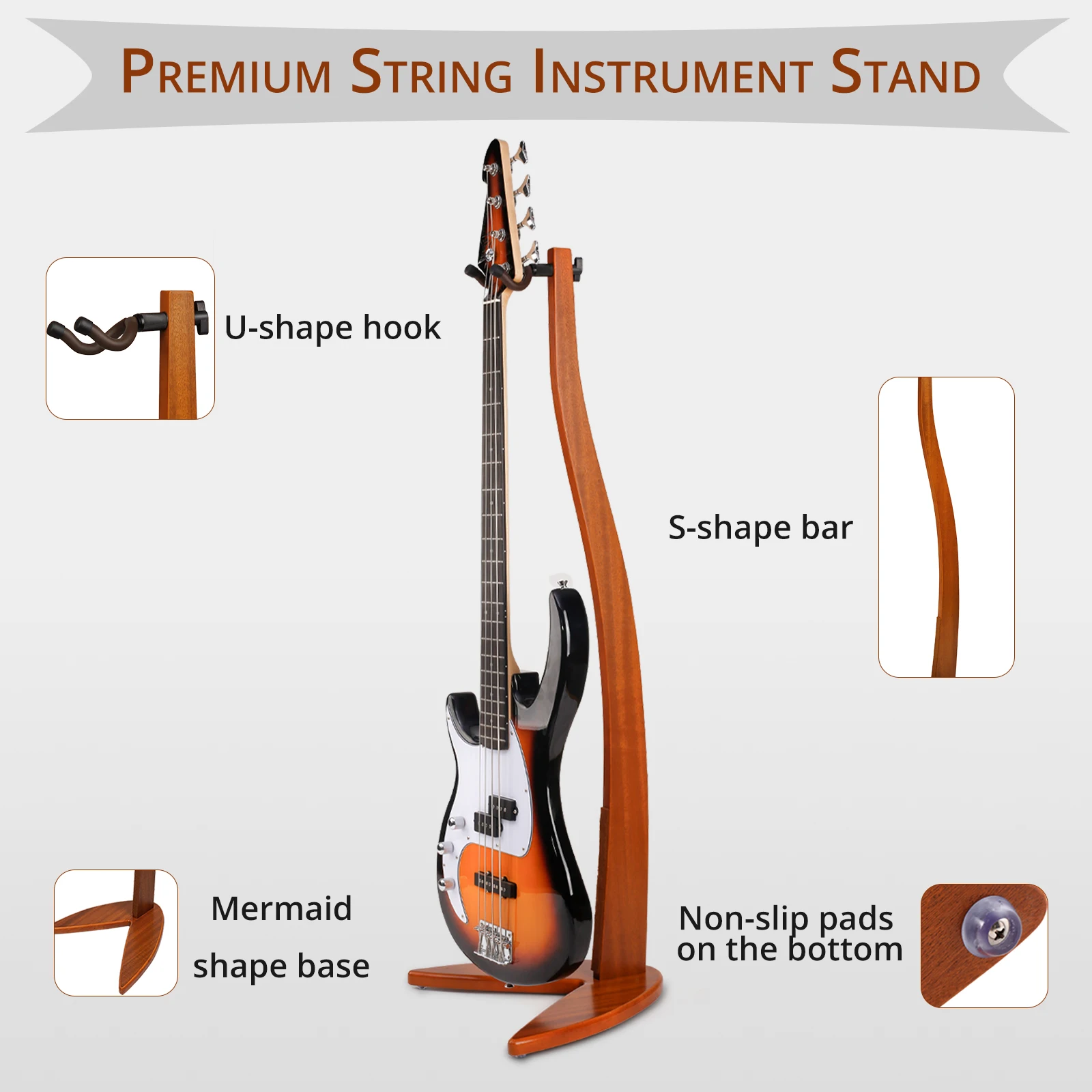 Wooden guitar Holder Handing floor Guitar Stand for Electric Guitar Easy and Quick Assembly holder