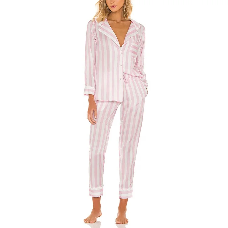 Wholesale pajamas women silk satin pajamas nightwear customize soft and comfortable loungewear homewear casual suit pajamas