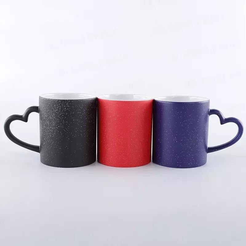 11 OZ Heat Transfer Color Change Heart Handle Mug