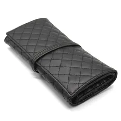 customized logo size new design luxury makeup brush roll bag diamond pattern PU leather make up brush bag  for women female