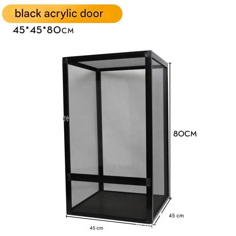 Solid Pattern Aluminum PVC Screen Terrarium Small Animals Reptile Cage Square Pet Feeding Cage Plastic Tray Pallet Home Use