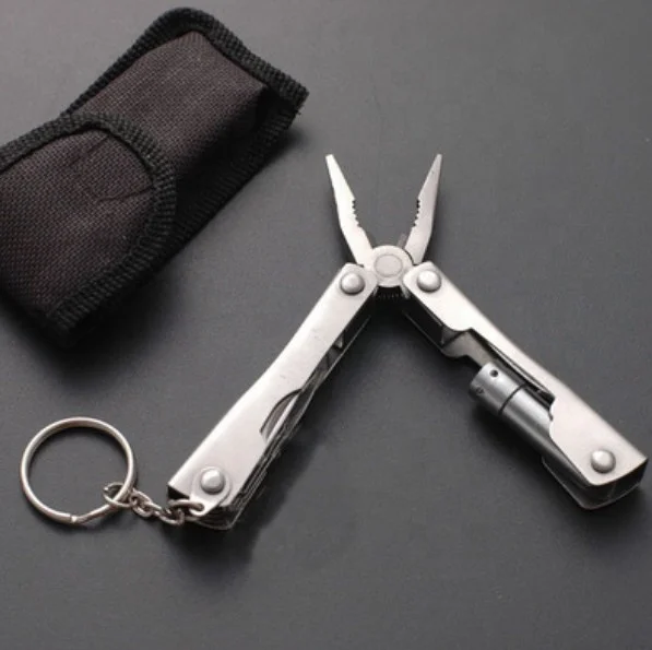 Stainless multi function pocket multifunction tool pliers with light