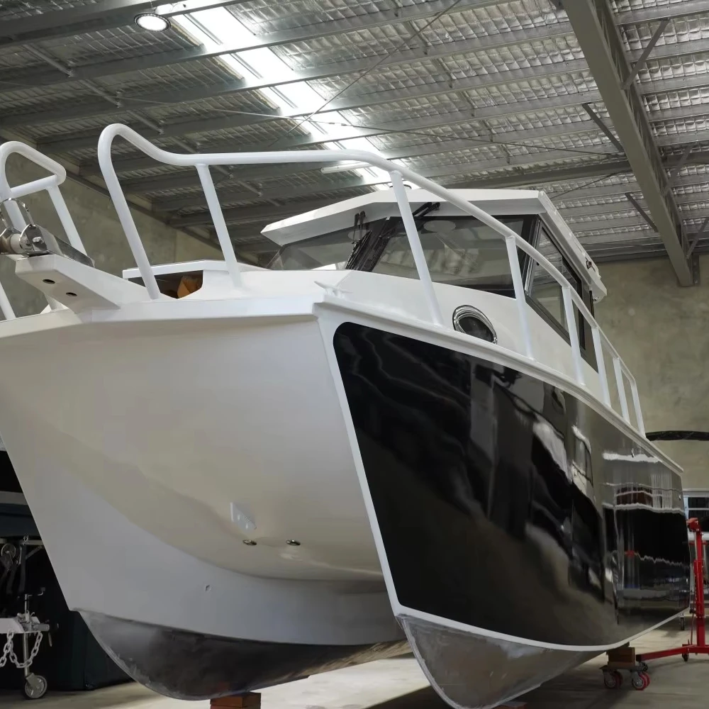 Sea King Boat Yacht Luxury 26ft Twin Hull Outboard Motor Cabin Aluminum Fishing Catamaran for Sale