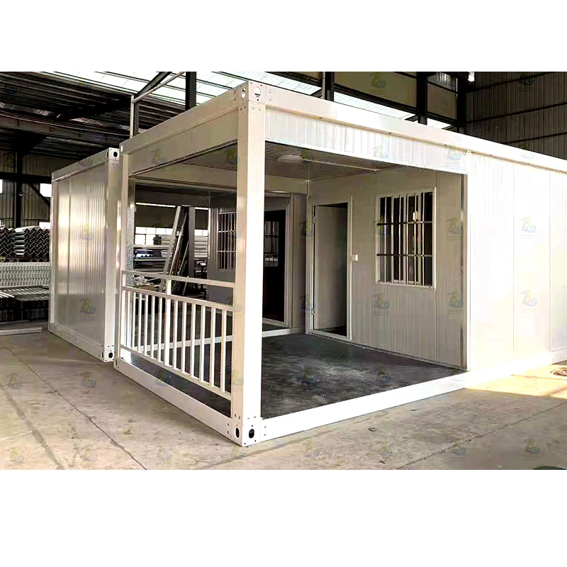 China one floor prefab container house with fence white Modular Prefabricated house office shop cafe