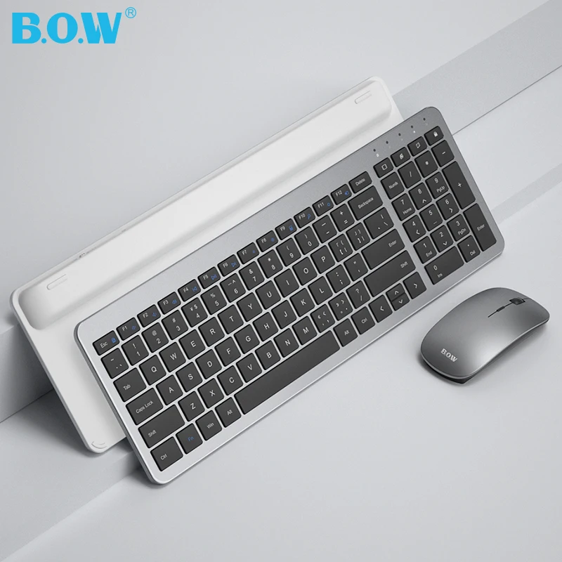 B.O.W HW198D-2 Office 2.4hz Wireless Lightweight Keyboard and Mouse Set Wholesale Price Scissor Switch Keyboards