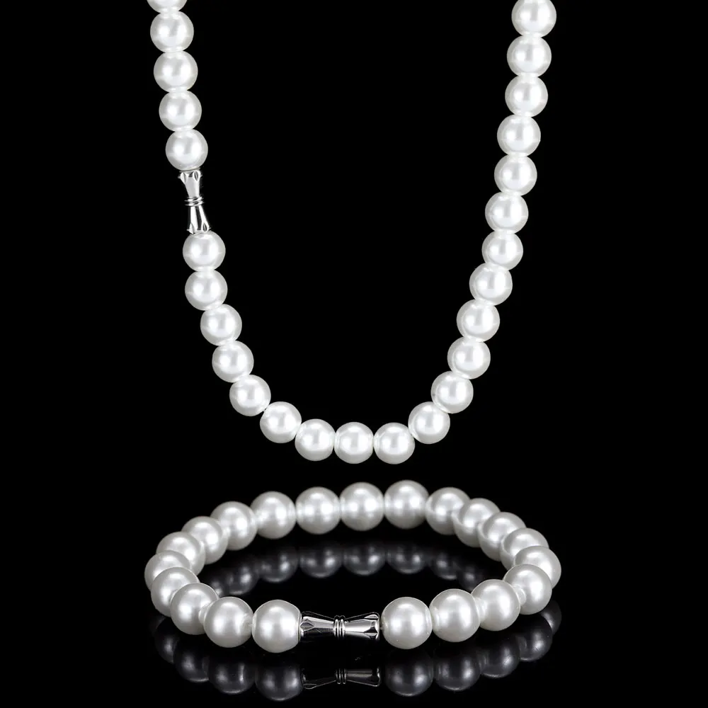 Hip Hop 6/8/10/12mm Glass Pearl Bead White Pearls For Jewellery Making Round Pearl Choker Necklace For Women