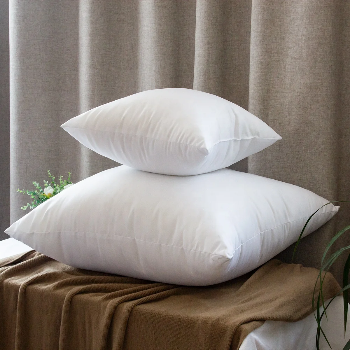 Throw Pillows Insert Duck Goose Down Feather White 20 x 20 Inches Bed and Couch Pillows Indoor Pillow Insert