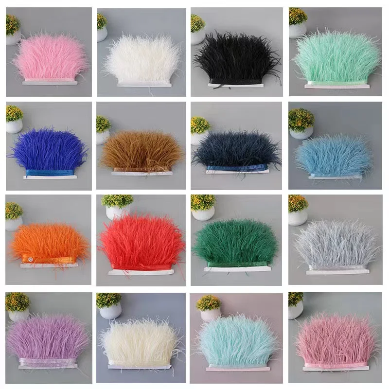 Stock Color 8-10cm Ostrich Cloth Edge Clothing Accessories Products Accessories High Quality Ostrich Feathers Fringes