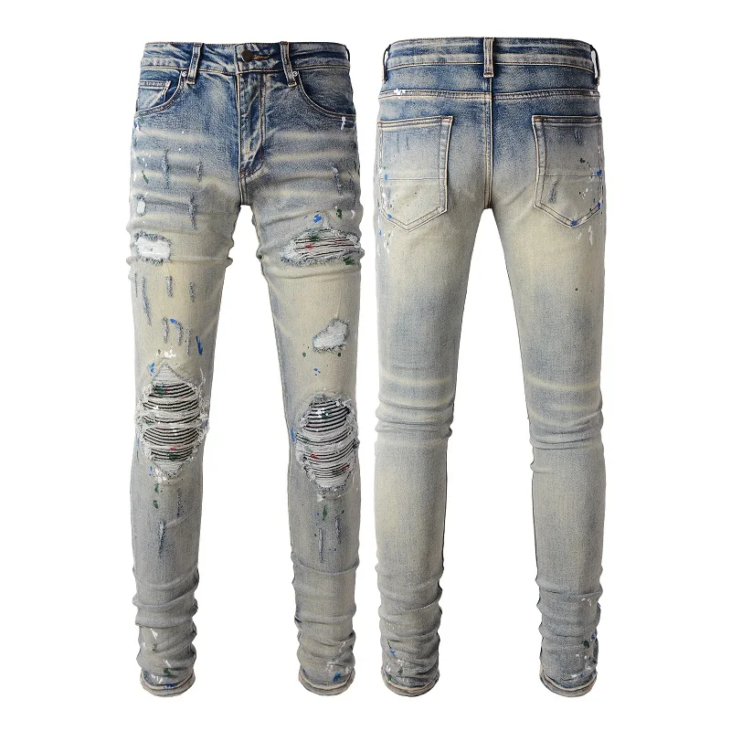 Wholesale Fashion Slim Fit Plus Size Ripped Men Jeans Pants 2023