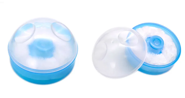plastic box packing soft baby powder puff baby body care powder puff with container