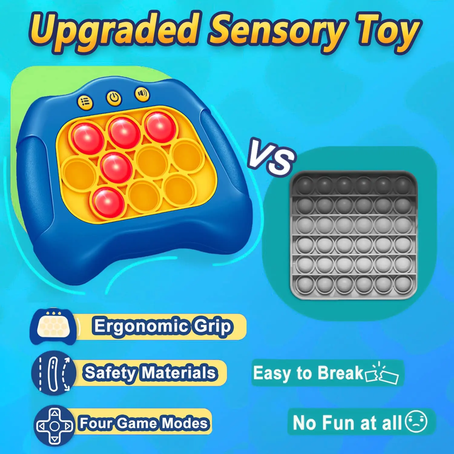Tiktok hot pop quick push bubble game console light up pop it pro electronic popping game machine sensory fidget toy for kids