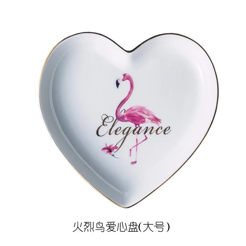 Flamingo Heart Shaped Love Ceramic Couple Plate