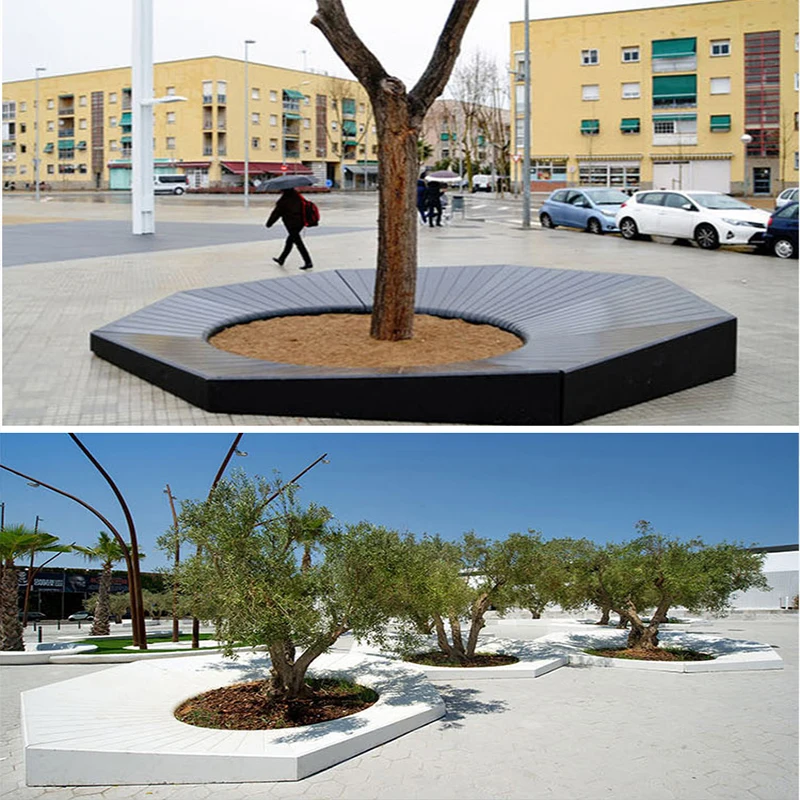 SP-2512 Customized flowerpot tree planter waiting chair street shopping mall Outdoor square creative modern leisure furniture
