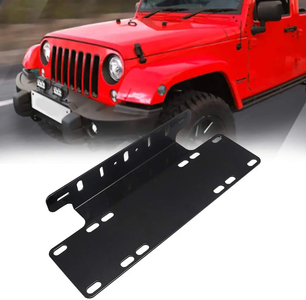 Universal Heavy Duty Front BumperBbull Bar License Plate Mount Bracket Holder Compatible With LED Light Bar