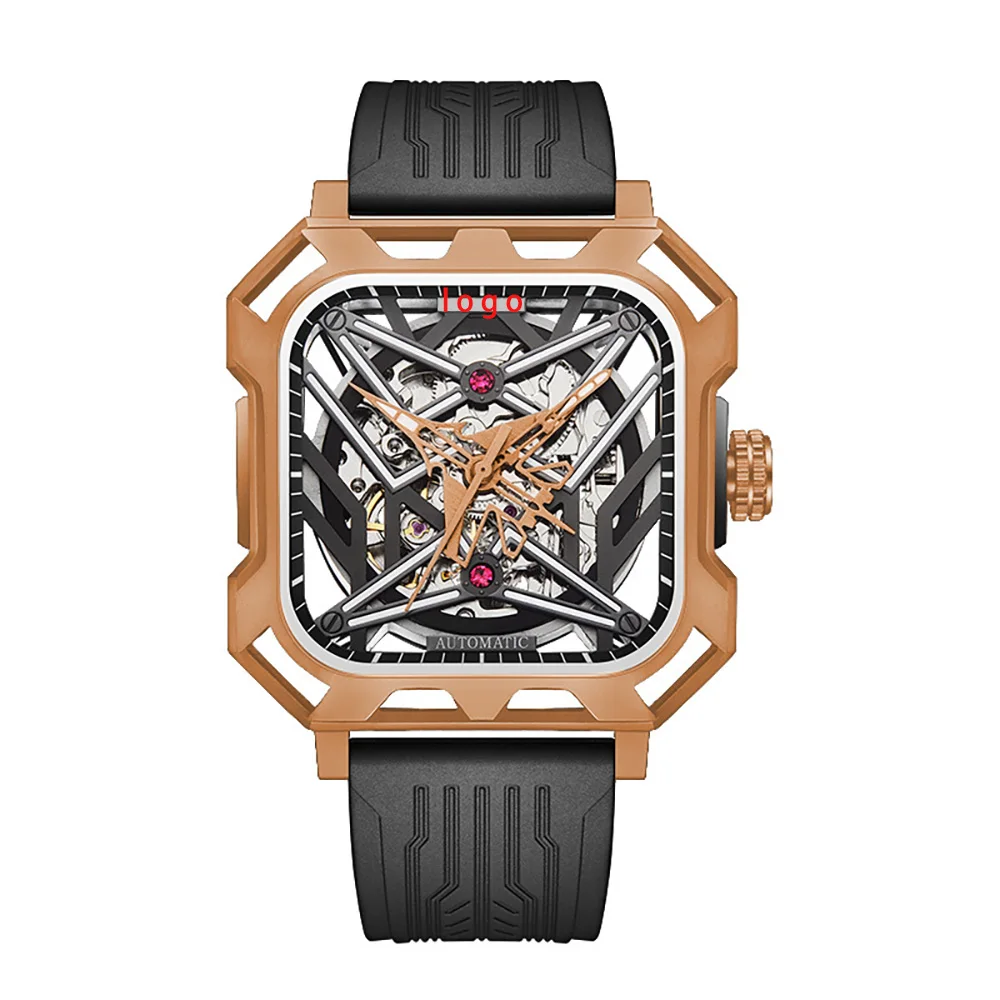 Мужские механические наручные часы с прозрачным циферблатом