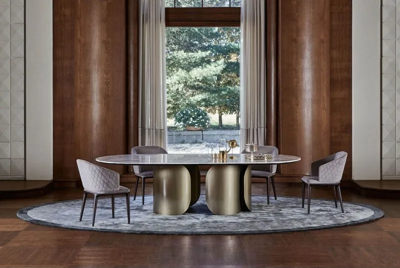 Foshan furniture Italian luxury dining marble table sets