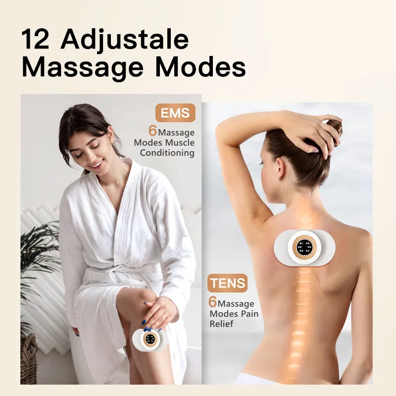 Tens Microcurrent Mini Massager Pad Portable Pulse Massager Patch Vibration Relax Ems Muscle Stimulator With Charging Case