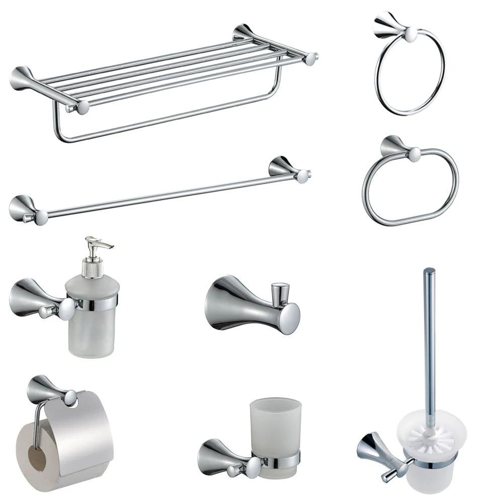 europe simple chrome polish towel rack glass shelf paper roll holder tumbler holder bathroom sanitary fittings names 1500