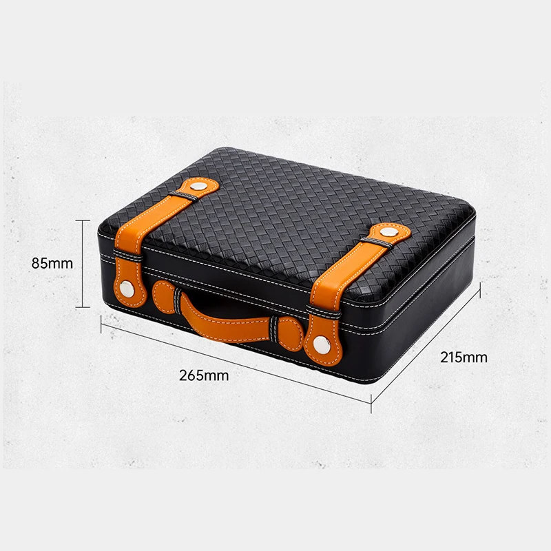 Portable Cigar Humidor Leather and Wood Cigar Box Handmade Handheld With Humidifier For Travel Home