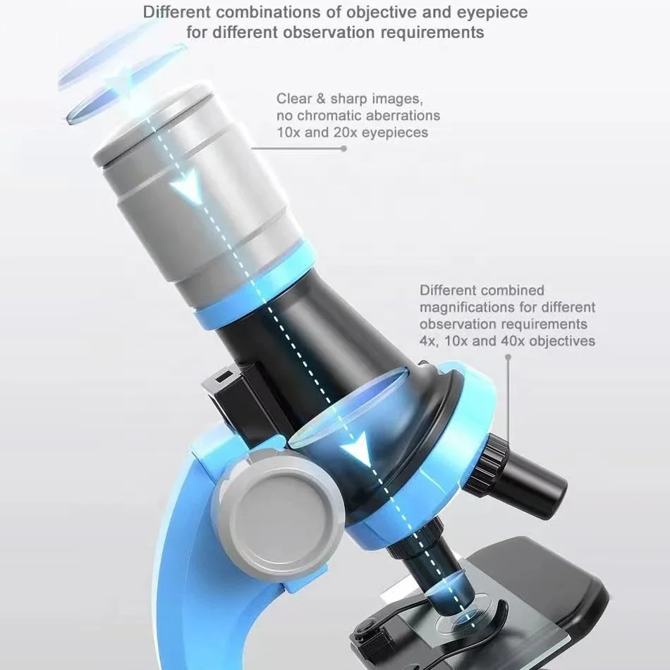 Children educational biological microscope kit science toys for kid with 1200X magnification explore equipment beginner stem toy