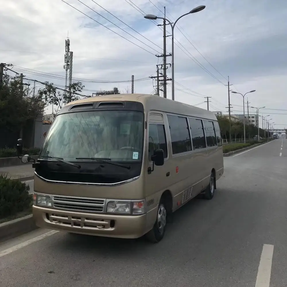 
2016 Cheap Japan Used Good Condition Toyotai Coaster Bus With Gasoline Engine 23 seats Golden For Seal 