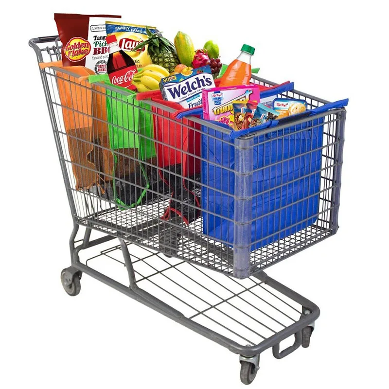 Тележка, тележка, сумка для покупок для супермаркета, продуктовые сумки для покупок, складная сумка-тоут, экологически чистые многоразовые сумки для супермаркета 4 шт./компл.