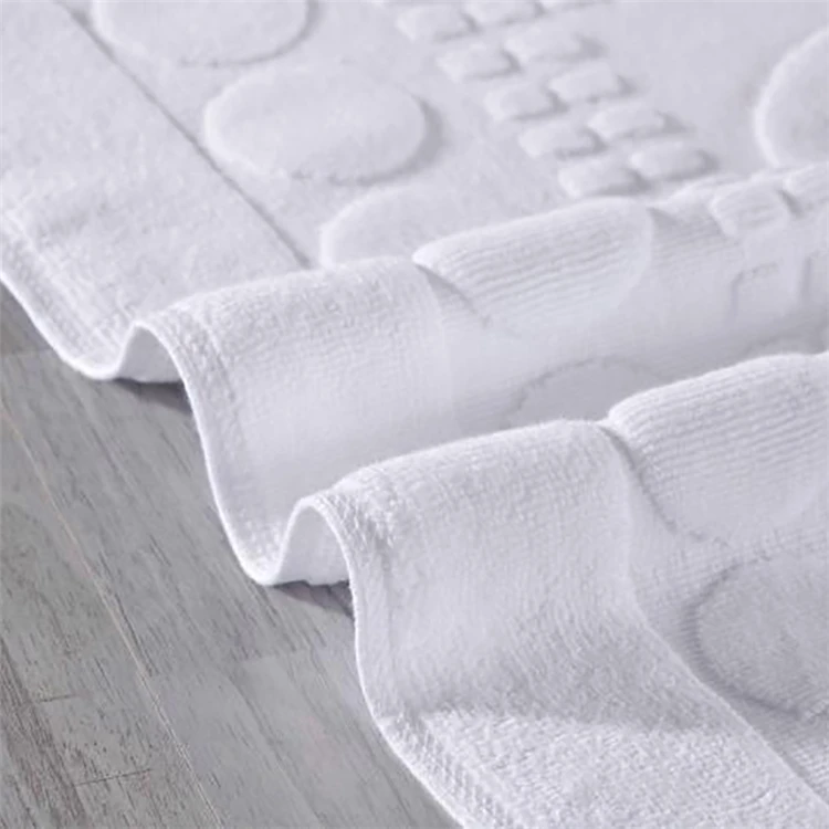 Non slip soft absorbent bathroom cotton floor towel bath mat