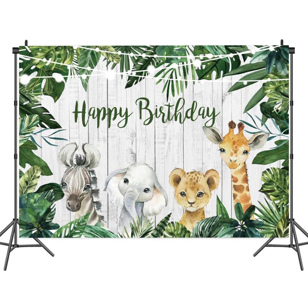 Tropical Jungle Safari Photography Backdrop Kid 1st Wild One Newborn Baby Birthday Party Photozone Family Shoot Photo Background