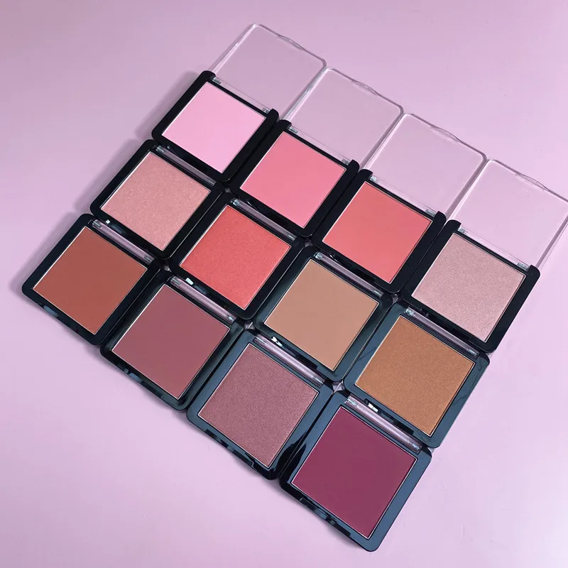 New Wholesale Make Your Own Brand Vegan Blush Pallets 12 Colors Makeup Powder Single Blush Palette Private Label