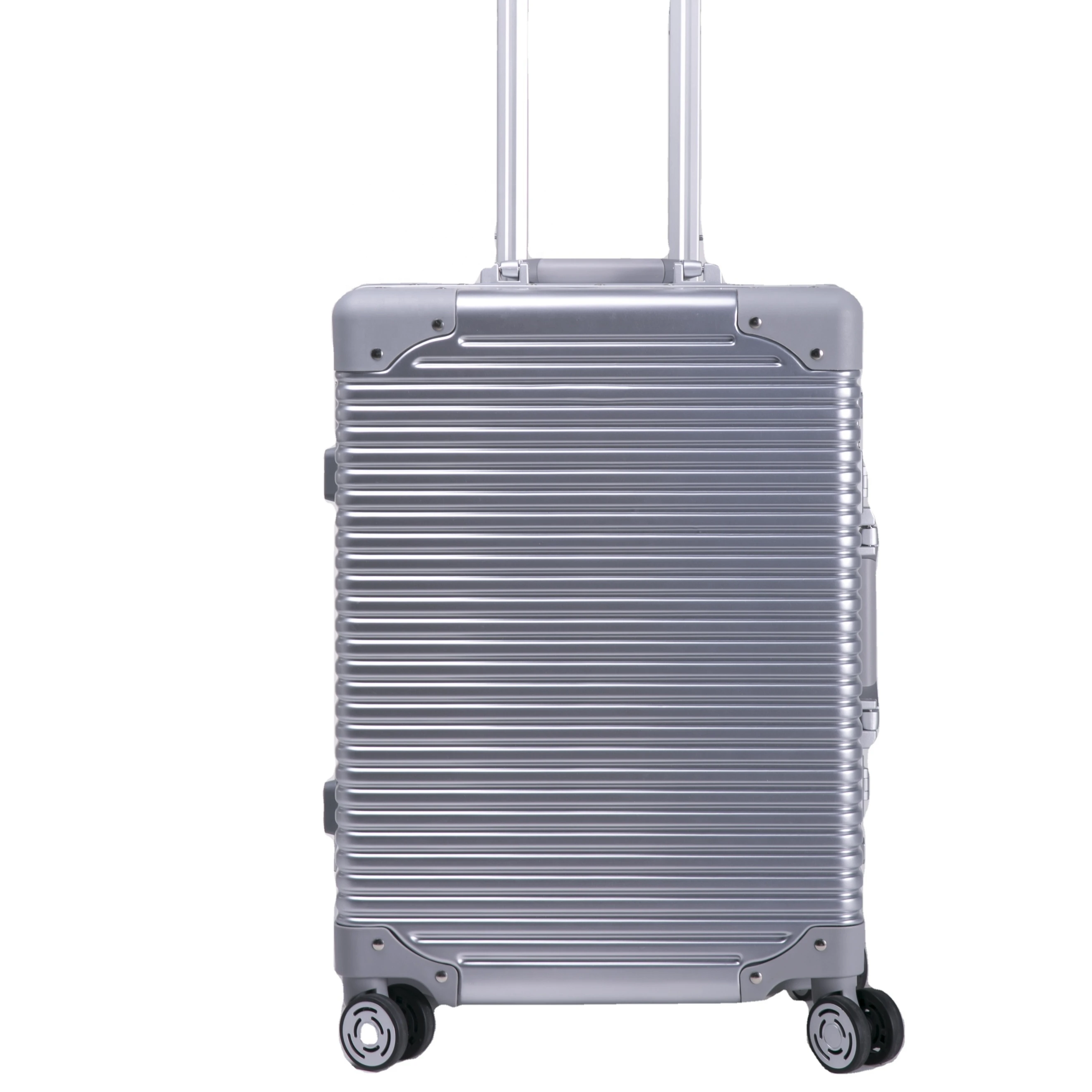 2021 модный серебряный чемодан TSA роскошный комплект чемоданов с замком и колесиком 360 градусов полностью алюминиевый Спиннер унисекс CTH0001