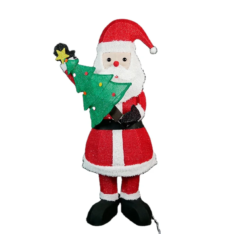 Solar USB charging outdoor waterproof Christmas decoration 3D SANTA WITH TREE Christmas led lights
