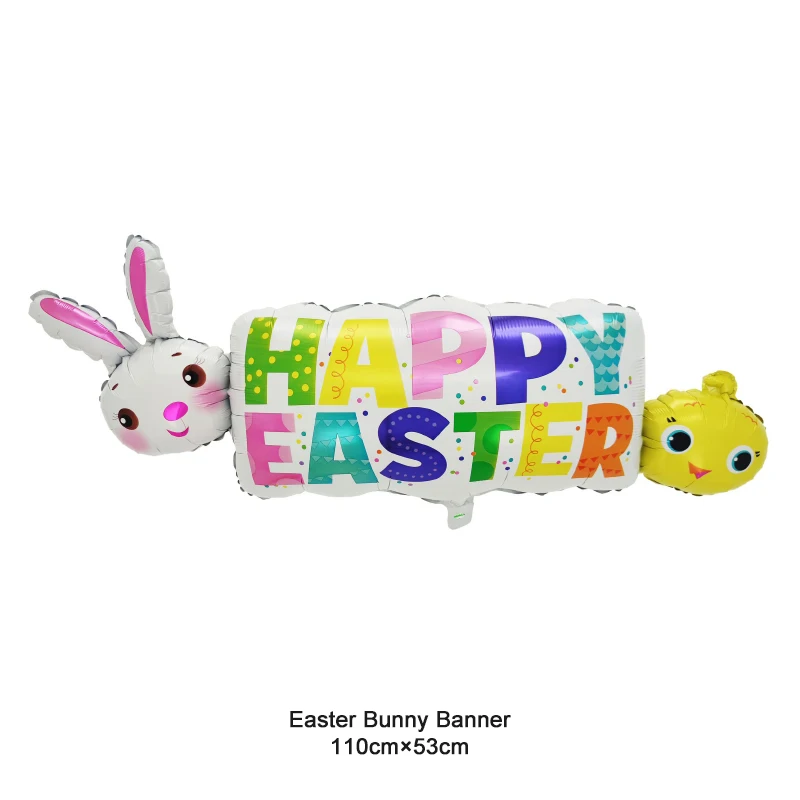 New Arrival Cartoon Printed Round Shape Happy Easter Foil Balloon Easter Egg Shape Foil Balloons