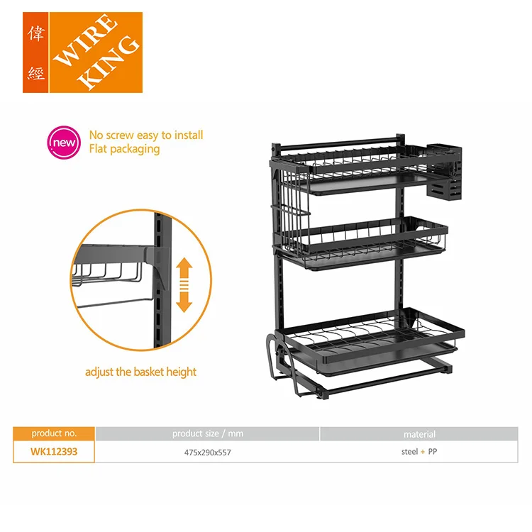 Extendable Compact Kitchen Plate Storage Rack Cabinet Counter Foldable Expandable Collapsible Iron Dish Drying
