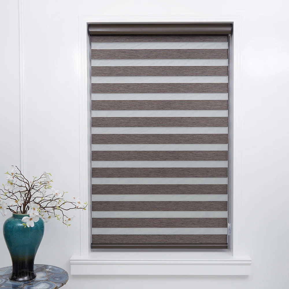  Google home customized window blind roller smart shades motorized blackout double zebra