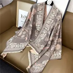 New Fashion Scarves Spring Summer Women Branded Silk Floral Shawl Scarves Ladies Silk Hair Scarf Square