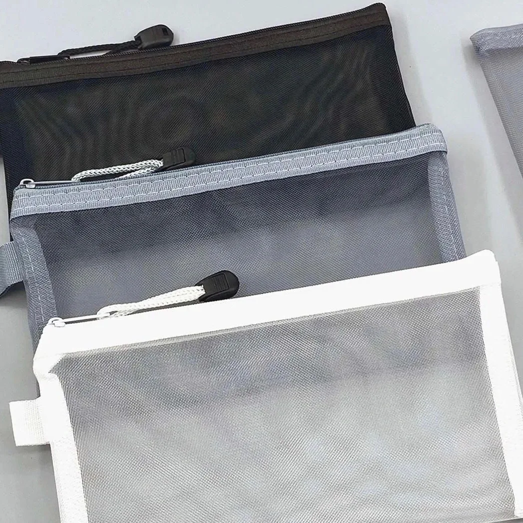 Прозрачные нейлоновые сетчатые сумки на молнии косметичка для путешествий упаковка сумка хранения канцелярских принадлежностей