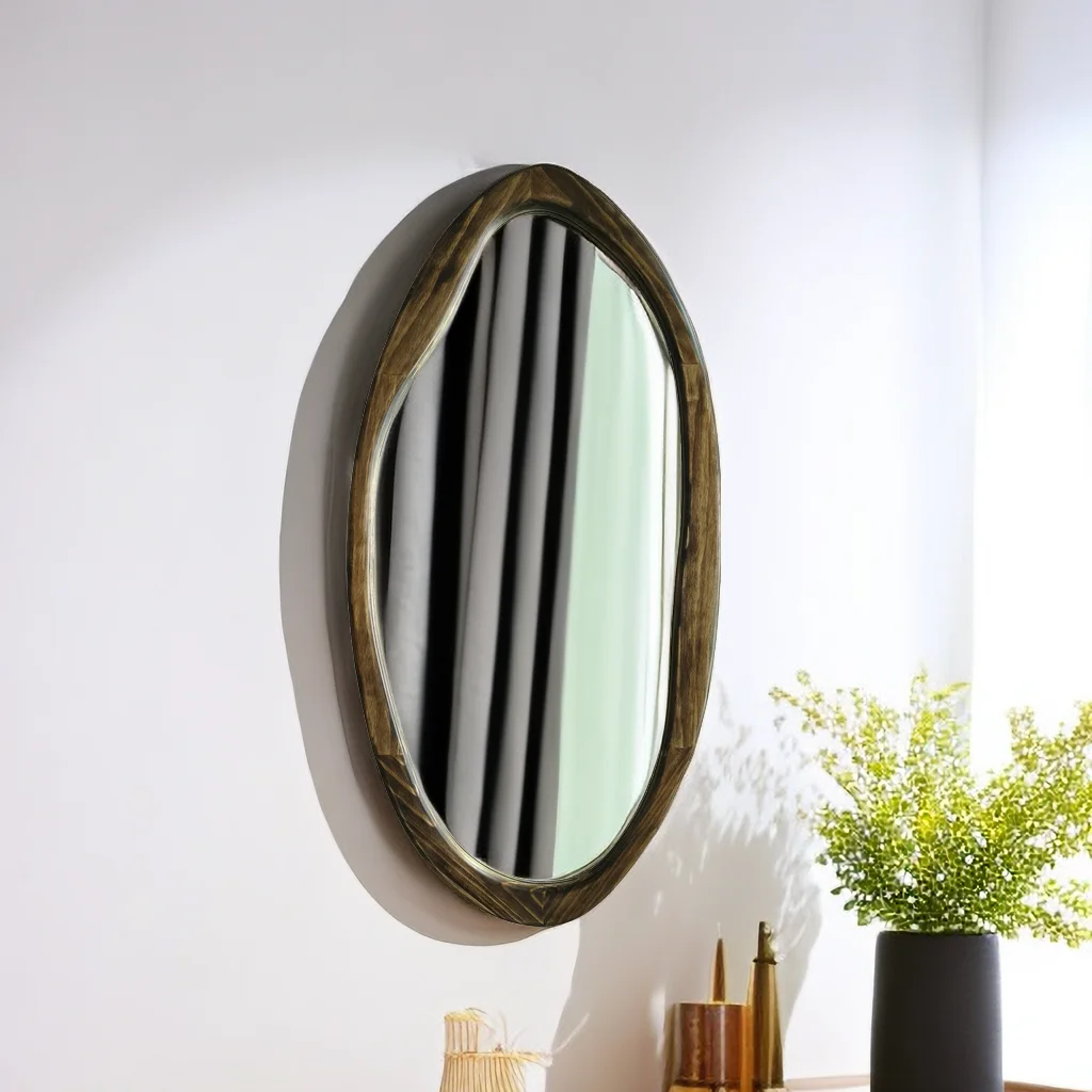 custom modern living room decor wood frame big full length long body large dressing hanging irregular wall mirror espejo